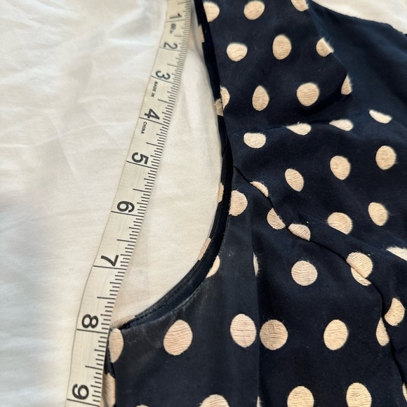 Ann Taylor Women Petite Sz:4 Black/ Cream Embroidered polka dot Sleeveless Dress - Picture 5 of 12